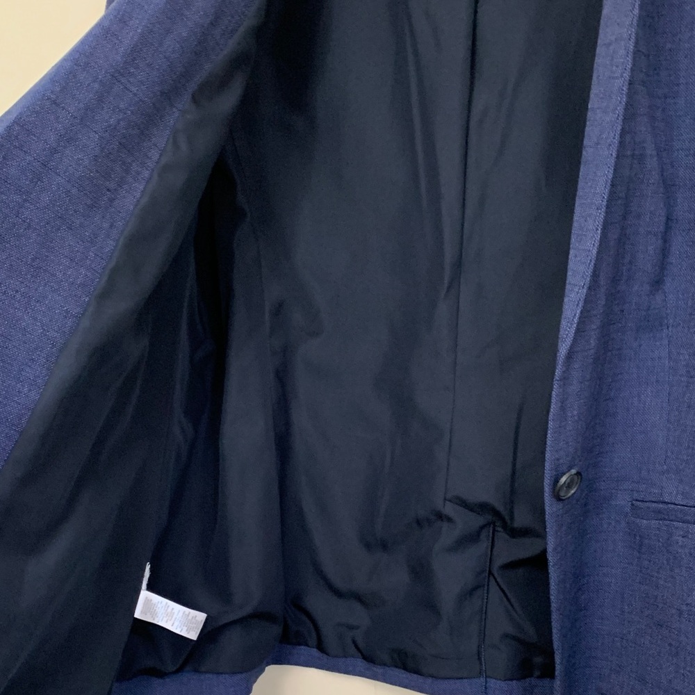 LOFT Navy Blue Textured Single-Button Blazer - Picture 5 of 9